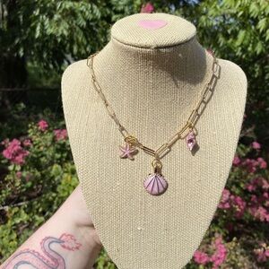 Gold and Pink Charm Necklace